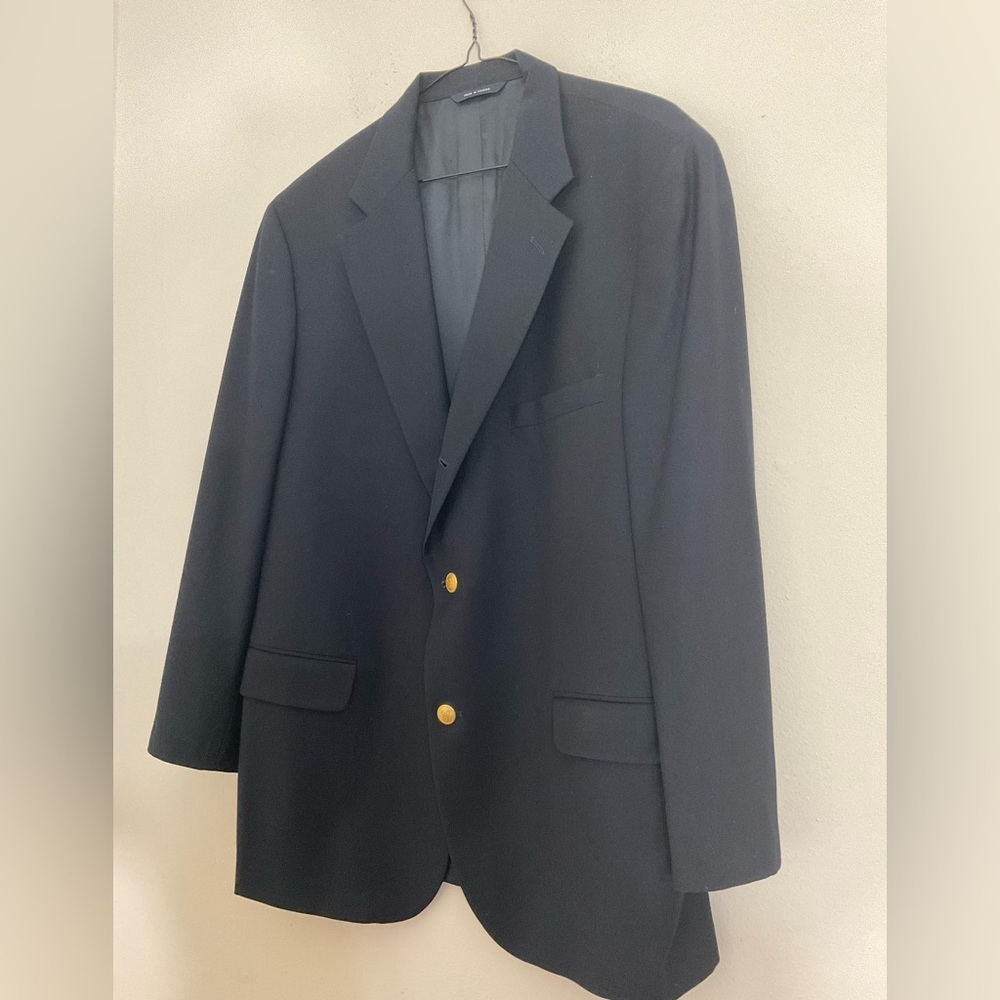 Brooks Brothers Blazer Mens Size 43R Navy Blue Wool Cashmere Blend Gold Button